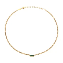 STYLIZE-GOLD-COLORED STEEL AND MALACHITE NECKLACE