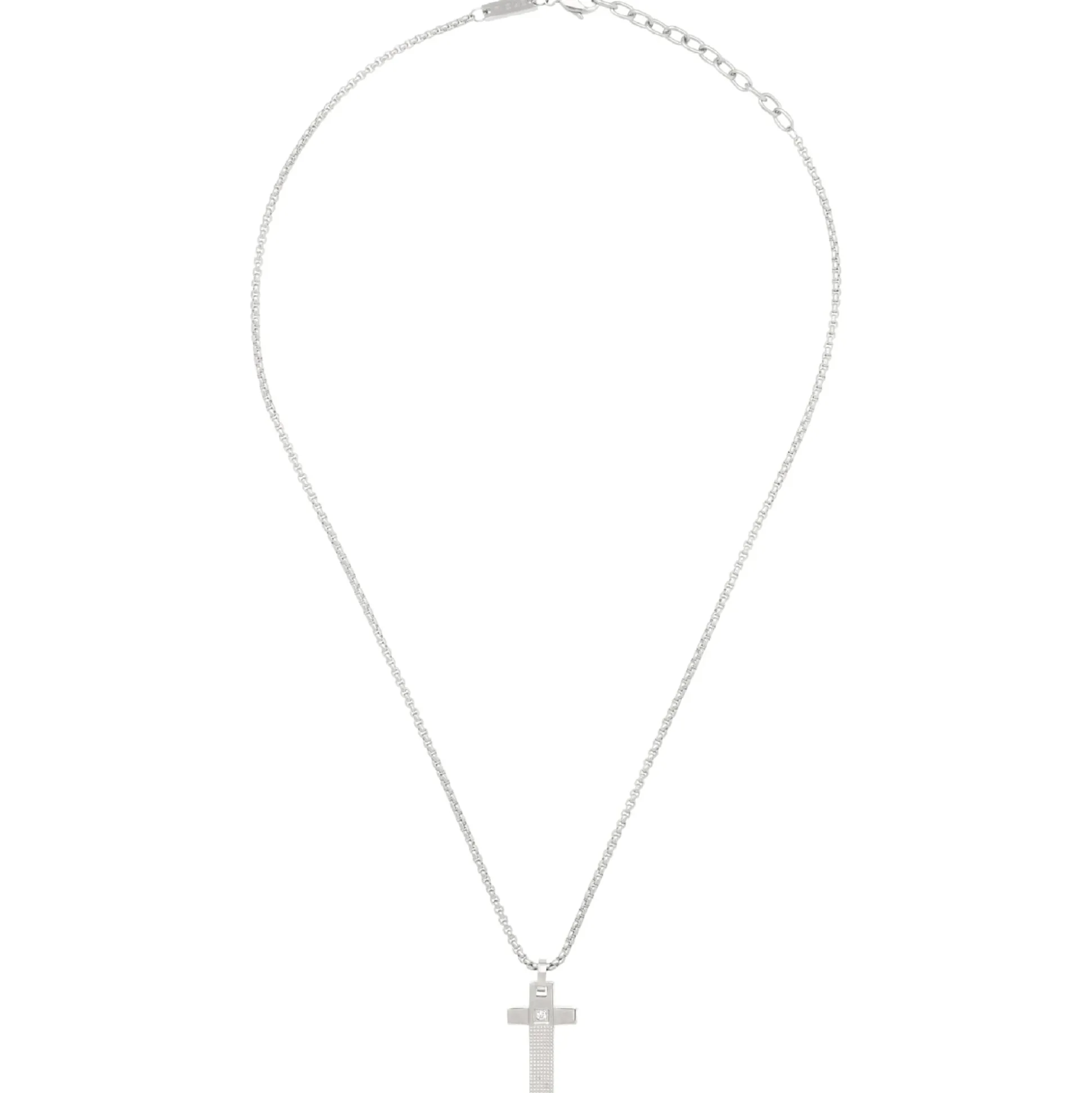 TAG AND CROSS-STAINLESS STEEL NECKLACE WITH PENDANT