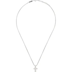 TAG AND CROSS-STAINLESS STEEL NECKLACE WITH PENDANT