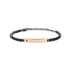 TAG AND CROSS-TWO-COLOR STEEL BRACELET WITH CUBIC ZIRCONIA