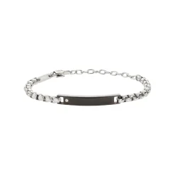 TAG AND CROSS-TWO-COLOR STEEL BRACELET WITH CUBIC ZIRCONIA