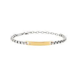 TAG AND CROSS-TWO-COLOR STEEL BRACELET WITH CUBIC ZIRCONIA
