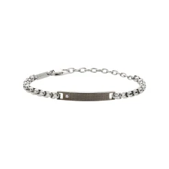 TAG AND CROSS-TWO-COLOR STEEL BRACELET WITH CUBIC ZIRCONIA