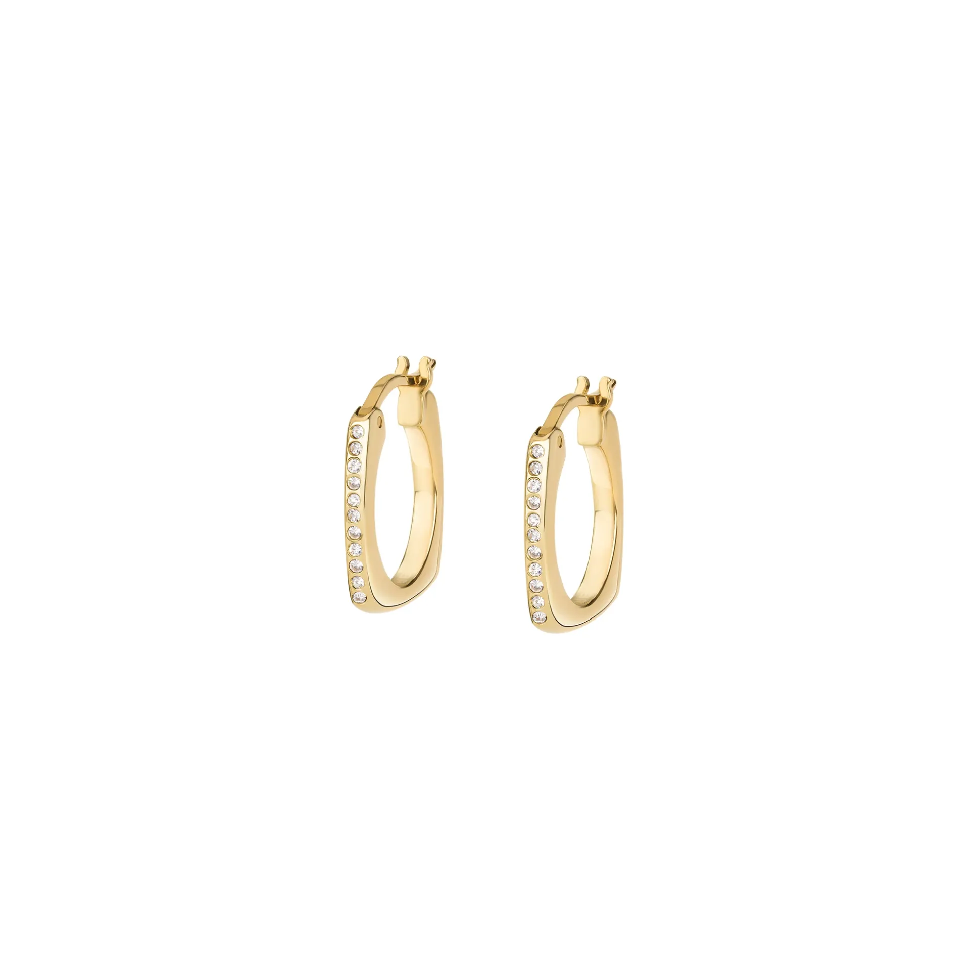TETRA-IP GOLD STEEL EARRINGS WITH CRYSTALS