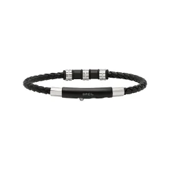 WANDERLUST-BRACELET IN STEEL AND BLACK VOWEN LEATHER