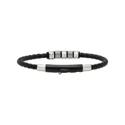 WANDERLUST-BRACELET IN STEEL AND BLACK VOWEN LEATHER