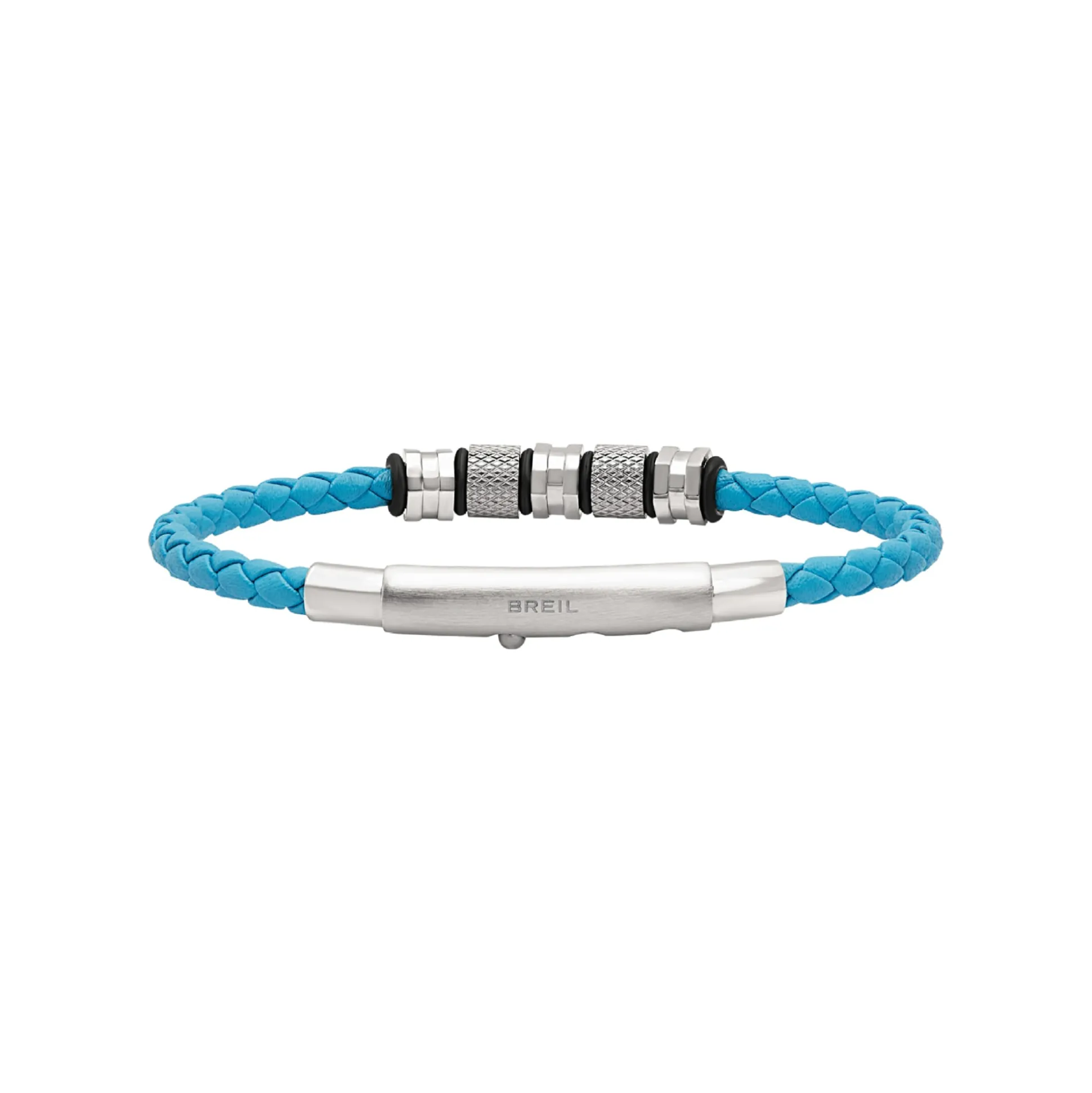 WANDERLUST-BRACELET IN STEEL AND TURQUOISE VOWEN LEATHER