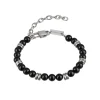 WISE-STAINLESS STEEL AND BLACK ONIX BRACELET