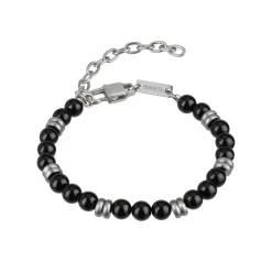 WISE-STAINLESS STEEL AND BLACK ONIX BRACELET