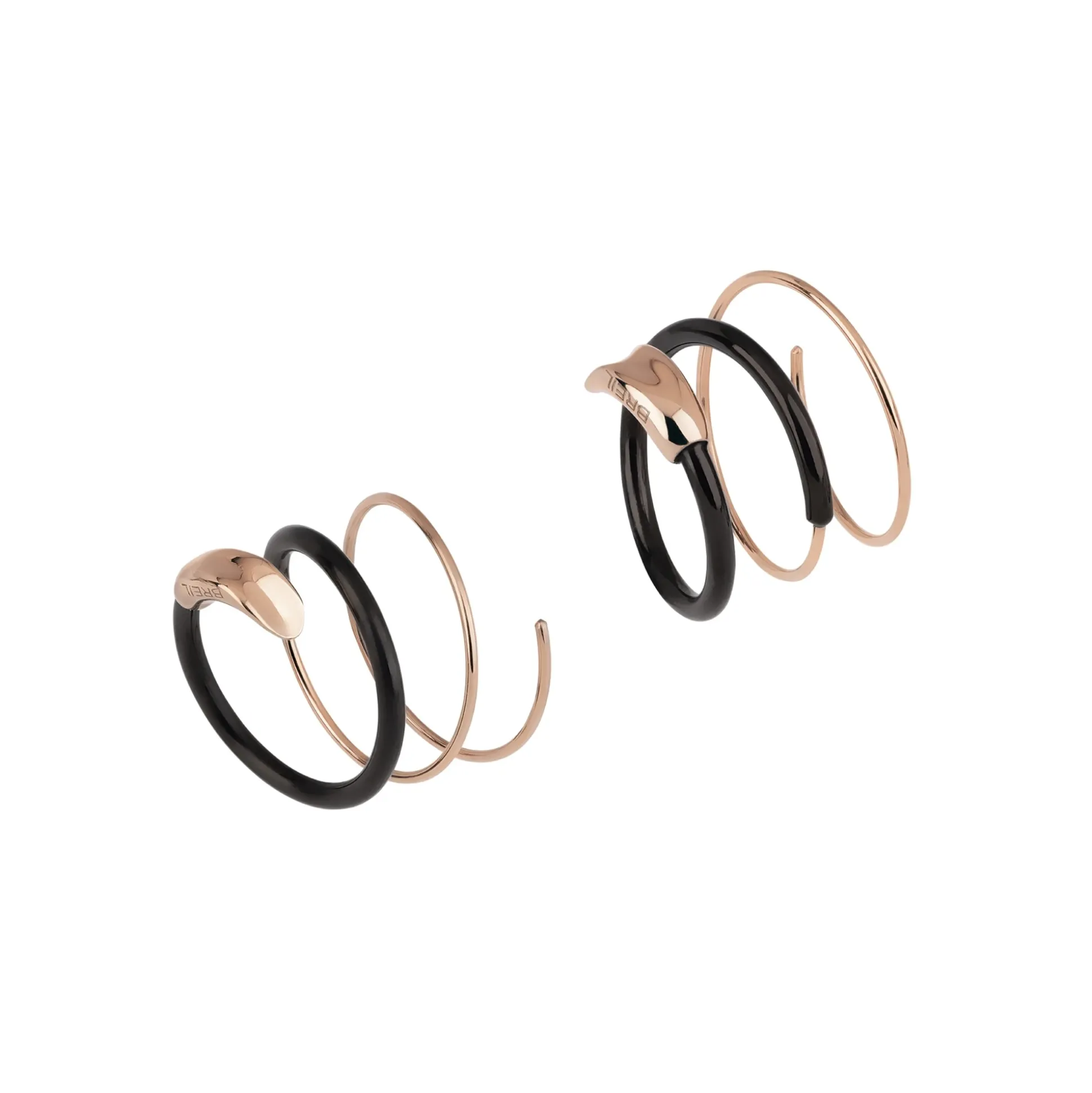 WRAP-EARRINGS IN POLISHED STEEL IP ROSE AND IP BLACK