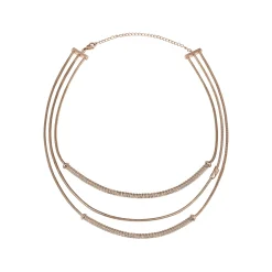 WRAP-MULTI-TURN POLISHED STEEL IP ROSE NECKLACE