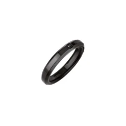 Y-IP BLACK STEEL RING WITH CUBIC ZIRCONIA
