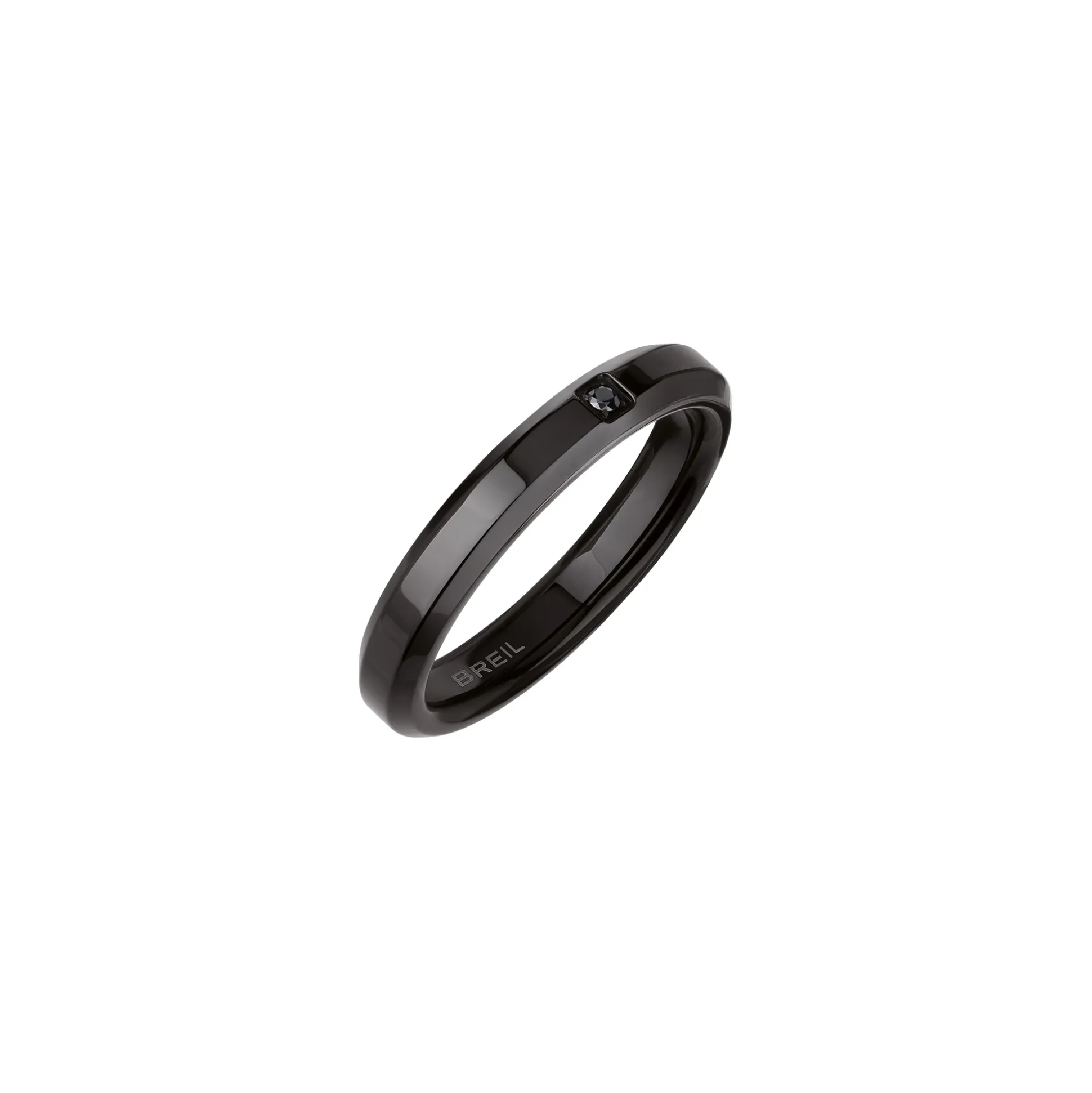 Y-IP BLACK STEEL RING WITH CUBIC ZIRCONIA